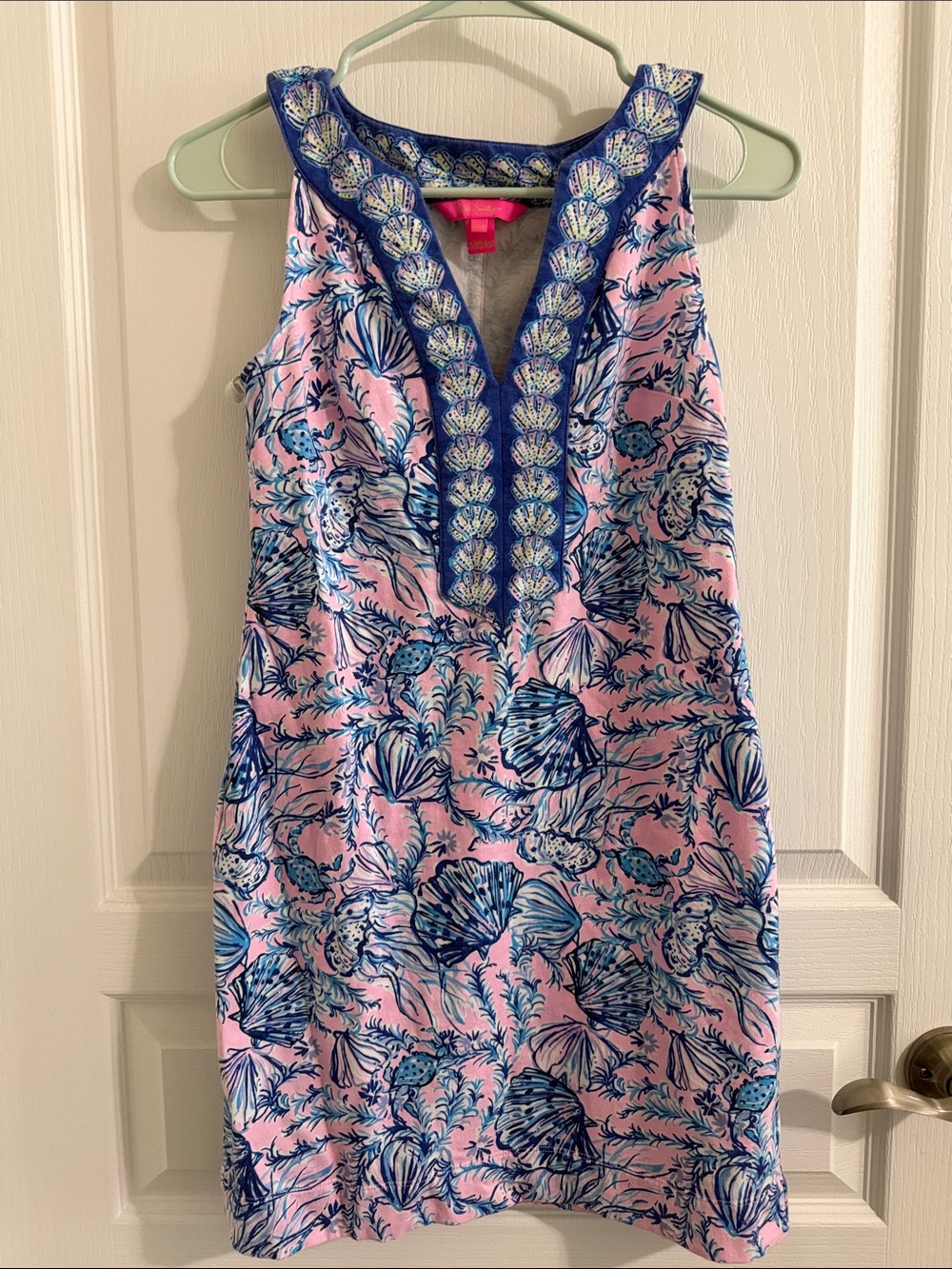 Lilly Pulitzer Pink & Blue Shell-Print Sleeveless Shift Dress